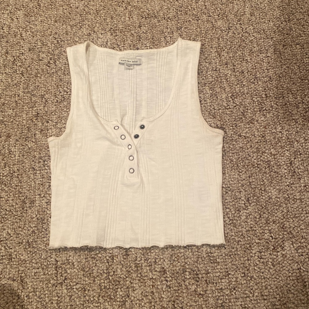 American Eagle white button up crop tank top